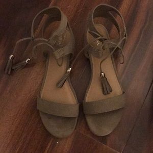 Tan tie up sandals